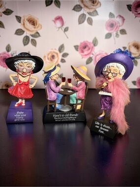 Biddy’s Vintage EUC Set of 3 Whimsical Old Lady Figurine Collection Decor